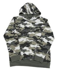 Béžovo-bílo-šedá army mikina s kapucí 