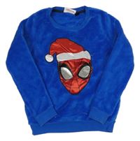 Tmavomodrá chlupatá mikina se Spider-manem zn. Marvel