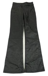 Černé koženkové flare kalhoty H&M