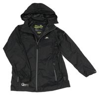 Černá funkční šusťáková nepromokavá bunda s ukrývací kapucí Trespass