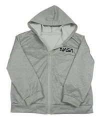 Šedá melírovaná mikina Nasa s kapucí