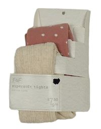 Nové - 2x - Smetanové + růžové punčocháče s puntíky F&F