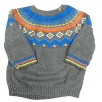 Šedý svetr se vzorem F&F