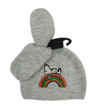 Nové - 2set - Šedá pletená čepice s duhou + rukavice M&S