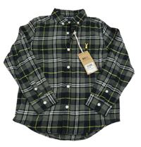 Nové - Šedo-černo-limetková kostkovaná flanelová košile Next 