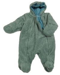 Zelenošedá huňatá zateplená kombinéza s kapucí Stentaler