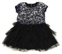 Černé síťované vrstvené šaty s flitry Inextenso