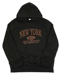 Černá sportovní mikina s nápisy a kapucí 