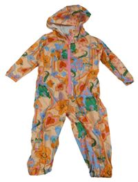 Broskvová šusťáková kombinéza s kytičkami a kapucí Next