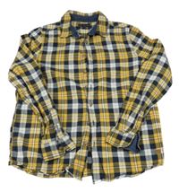 Tmavomodro-žluto-bílá kostkovaná košile C&A