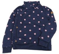 Tmavomodrá mikina s puntíky a komínovým límcem Yigga