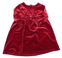 Červené sametové šaty s mašlí St. Bernard