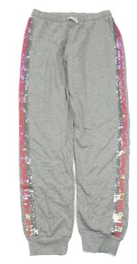 Šedé melírované tepláky s flitry X-mail vel. 176