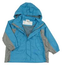 Tyrkysovo-šedá šusťáková jarní bunda s kapucí Impidimpi