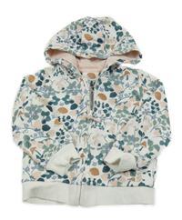 Bílá propínací mikina s jahůdkami a kapucí Mothercare