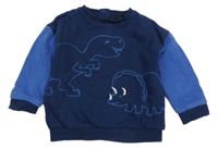 Tmavomodro-modrá mikina s dinosaury M&S