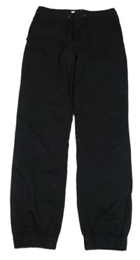 Černé plátěné cuff kalhoty H&M