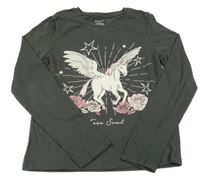 Šedé crop triko s pegasem Primark