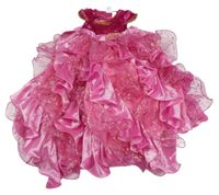 Růžové saténovo/sametové šaty s obručí 