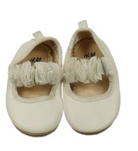 Smetanové koženkové capáčky s volánky H&M vel. 19