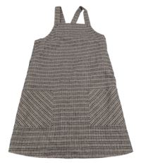 Černo-vínovo-bílé kostkované vlněné šaty Tu