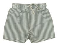 Khaki-bílé pruhované plážové kraťasy H&M