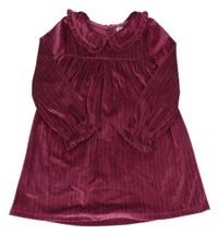 Růžovo-stříbrné sametové šaty s límečkem Tu