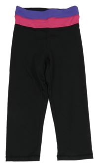 Černo-růžovo-fialové sportovní capri legíny Emerson 