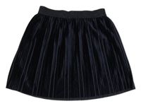 Tmavomodrá sametová plisovaná sukně TCM