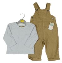 Nové - Béžové laclové rifle + světlemodré triko Primark