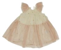 Smetanovo-růžové tylové šaty se srdíčky H&M