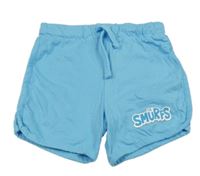 Světlemodré bavlněné kraťasy s nápisem 