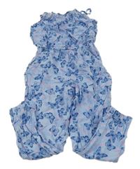 Světlemodrý letní kalhotový overal s motýlky H&M