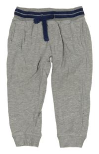 Šedé melírované tepláky s pruhovaným pasem Miniclub