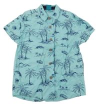 Tyrkysová košile s palmami Little kids