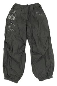 Šedé plátěné cuff kalhoty s kytičkami Next