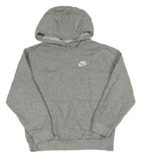 Šedá melírovaná mikina s logem a kapucí Nike