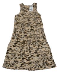Nové - světlehnědo-černé vzorované šaty PRIMARK
