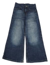Tmavomodré wide leg šisované rifle Dunnes