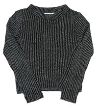 Černo-stříbrný žebrovaný svetr zn. H&M