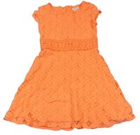 Neonově oranžové krajkové šaty xhilaration