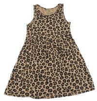 Světlehnědo-hnědo-černé vzorované šaty H&M