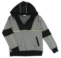 Černo-bílá vzorovaná mikina s kapucí zn. RIVER ISLAND