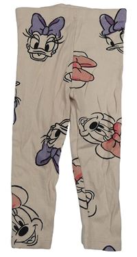 Světlebéžové žebrované legíny s Minnie a Daisy Disney