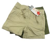 2x - Plátěné kraťasy - Béžové, khaki PRIMARK