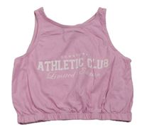 Světlerůžový crop top s nápisy zn. Matalan
