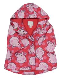Jahodová puntíkatá podzimní parka s Peppa Pig a kapucí Next