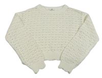 Bílý ažurový crop svetr H&M