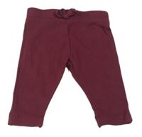 Tmavovínové žebrované teplákové legíny s mašlí Nutmeg