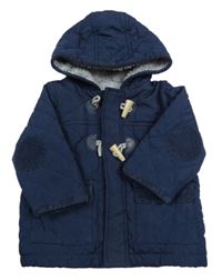 Tmavomodrá prošívaná šusťáková zateplená bunda s kapucí George